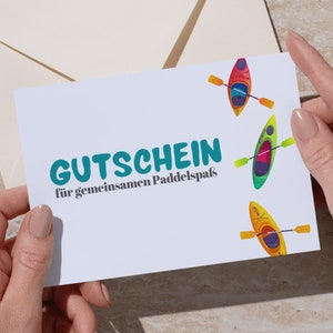 Gutschein für gemeinsamen Paddelspaß | Erlebnisgeschenk für Paare, Freunde & Familie | DIY PDF zum Ausdrucken, Personalisierbar, Last-Minute