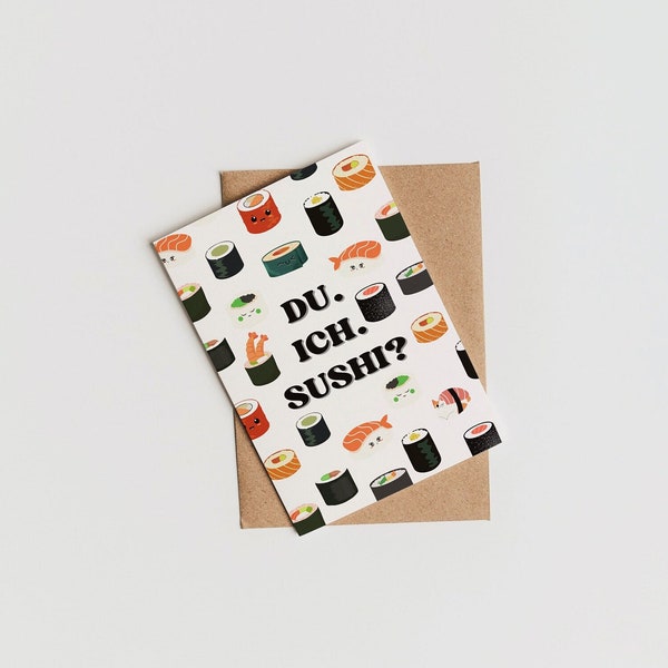 Einladung Sushi Essen Karte zum Ausdrucken PDF Sofortiger Download Digital Print Druckbar Postkarte Geschenkidee Gutschein Freundin Freund