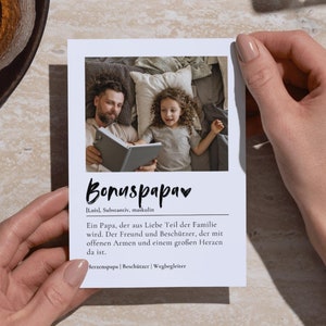Personalisierte Definitionskarte für Bonuspapa | Geschenk zum Ausdrucken | Digitaler Download mit Name & Foto, Last Minute Geschenkidee