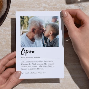 Personalisierte Definitionskarte für Opa | Geschenk zum Ausdrucken | Digitaler Download mit Name & Foto, Last Minute Geschenkidee