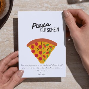 Vale de pizza para imprimir | Idea de regalo para novio, novia | Descarga digital, personalizable y de última hora, para pasar tiempo juntos