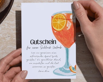 Voucher Aperol da stampare | Idea regalo per gli appassionati di Aperol | Download digitale, personalizzabile e last minute, per trascorrere del tempo insieme