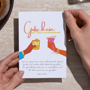 Buono per la serata cocktail da stampare | Idea regalo per gli appassionati di cocktail | Download digitale, personalizzabile e last minute, tempo per due