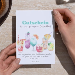 Buono per la serata cocktail da stampare | Idea regalo per gli appassionati di cocktail | Download digitale, personalizzabile e last minute, tempo per due