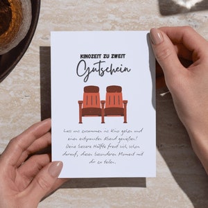 Kino Gutschein zum Ausdrucken | Geschenkidee für Freund & Freundin | Digitaler Download, Personalisierbar, Postkarte gemeinsames Erlebnis