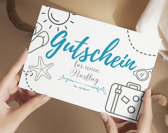 Gutschein Ausflug Kurztrip Urlaub zum Ausdrucken PDF Download Digital Print Druckbar Editierbar Personalisierbar Postkarte Geschenkidee