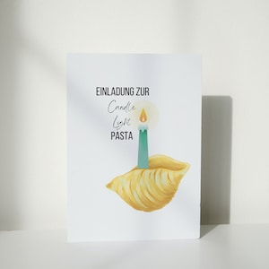 Einladung Candle Light Pasta Essen Karte zum Ausdrucken PDF Sofortiger Download Digital Print Druckbar Postkarte Geschenkidee Gutschein