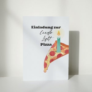Einladung Candle Light Pizza Essen Karte zum Ausdrucken PDF Sofortiger Download Digital Print Druckbar Postkarte Geschenkidee Gutschein