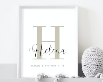 Personalized poster name poster birth poster children's room baby room gift for birth baby letters name DIGITAL DOWNLOAD
