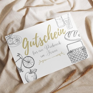 Picknick Gutschein zum Ausdrucken | Geschenkidee für Oma, Opa, Mama, Papa & Freunde | Digitaler Download, Personalisierbar, DIY