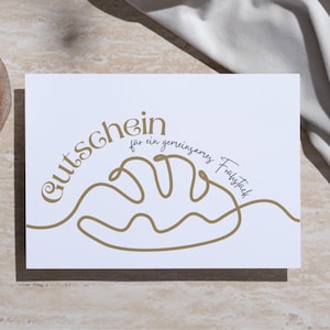 Frühstück Gutschein zum Ausdrucken | Geschenkidee, Geschenk, Digital Download, Editierbar & Personalisierbar, DIY Postkarte Café Essen