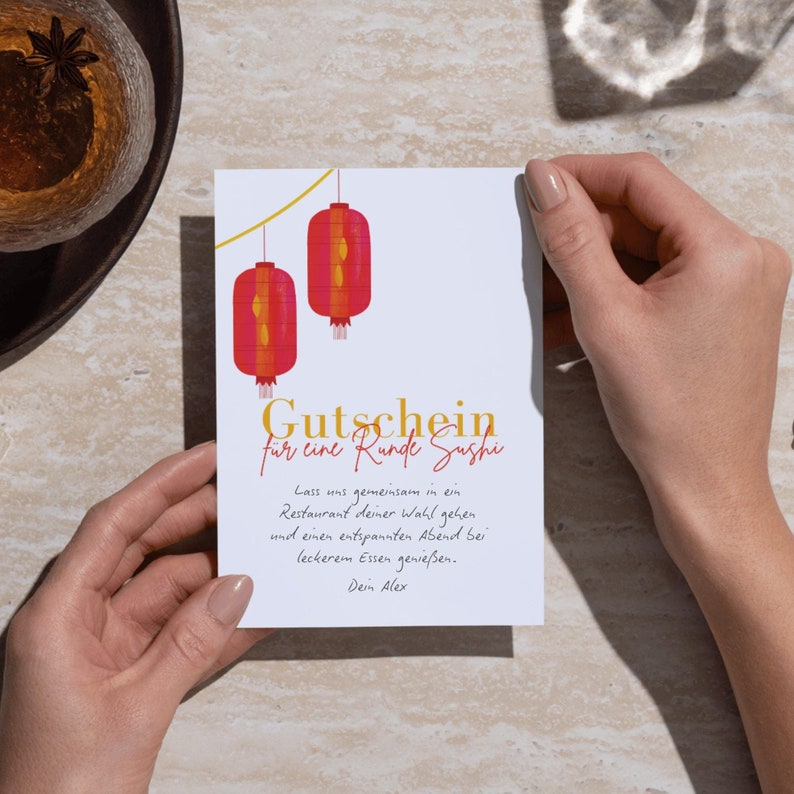 Sushi Voucher to Print | Gift Idea for Sushi Fans | Digital Download ...