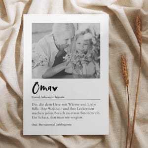 Personalisierte Definitionskarte für Oma | Geschenk zum Ausdrucken | Digitaler Download mit Name & Foto, Last Minute Geschenkidee