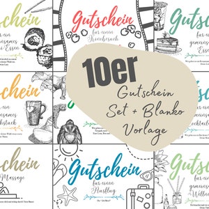 Coffret de bons d'achat Petit-déjeuner Repas Massage Bien-être Cinéma à imprimer Téléchargement PDF Impression numérique Carte postale personnalisable Cadeau