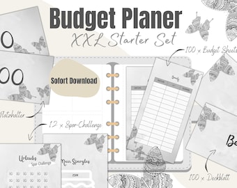 Budget Planer XXL Starter Set PDF Download Digital A6 100 Deckblätter Budget Sheets Sparchallenge Platzhalter Budget Umschlagmethode Mandala