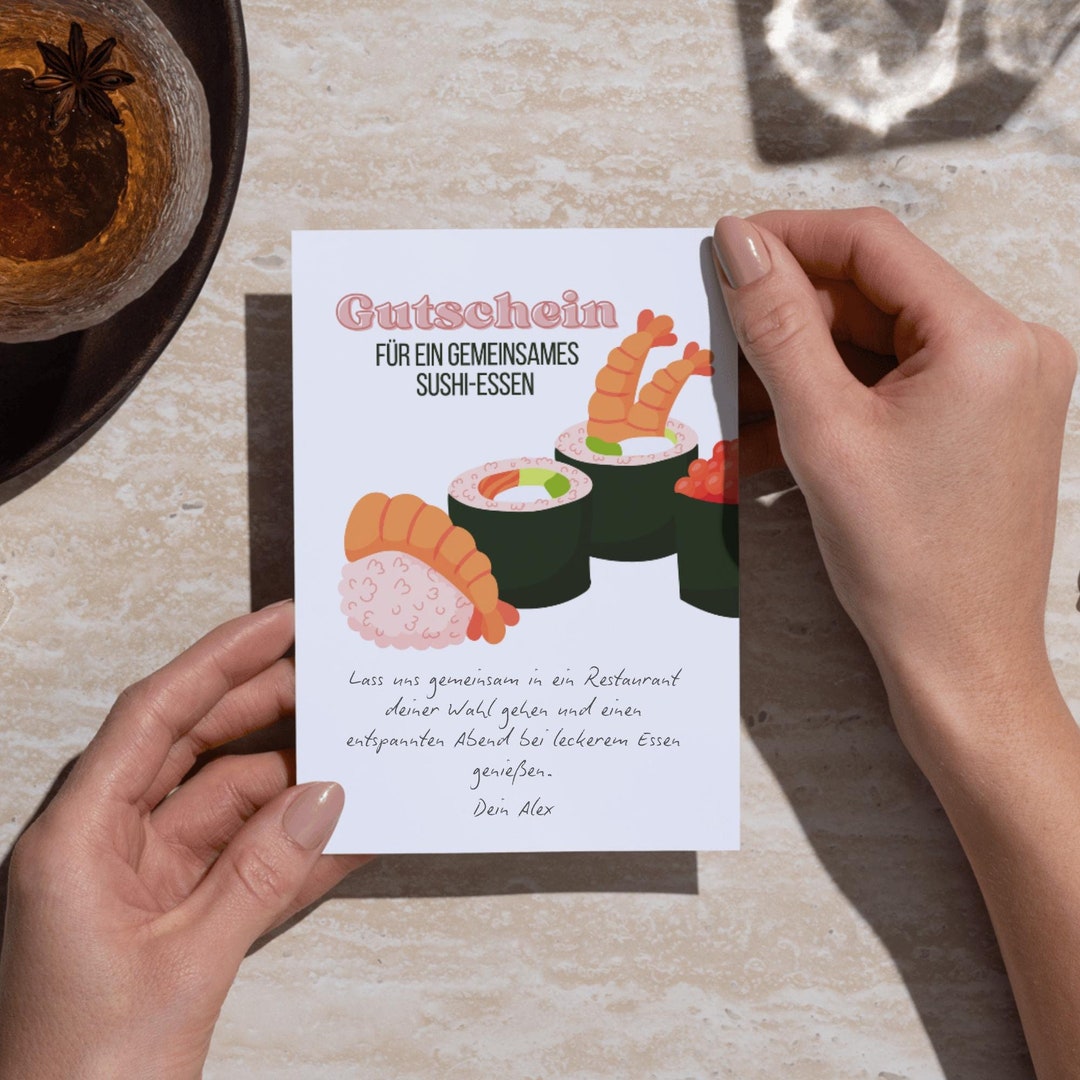 Sushi Voucher to Print Gift Idea for Sushi Fans Digital Download ...