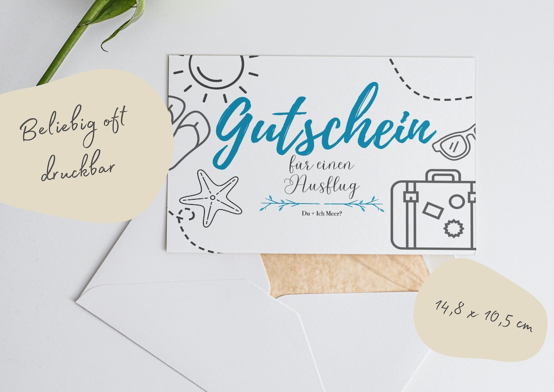 Gutschein Ausflug Kurztrip Urlaub Zum Ausdrucken PDF Download Etsy