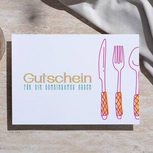 Gutschein für gemeinsames Essen | Erlebnisse für Paare, Freunde und Familie | Personalisierbar, DIY PDF zum Ausdrucken, Last Minute Geschenk