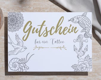 Vale para un tatuaje | Regalo creativo para los amantes del tatuaje | Personalizable, PDF DIY para imprimir, regalo de última hora