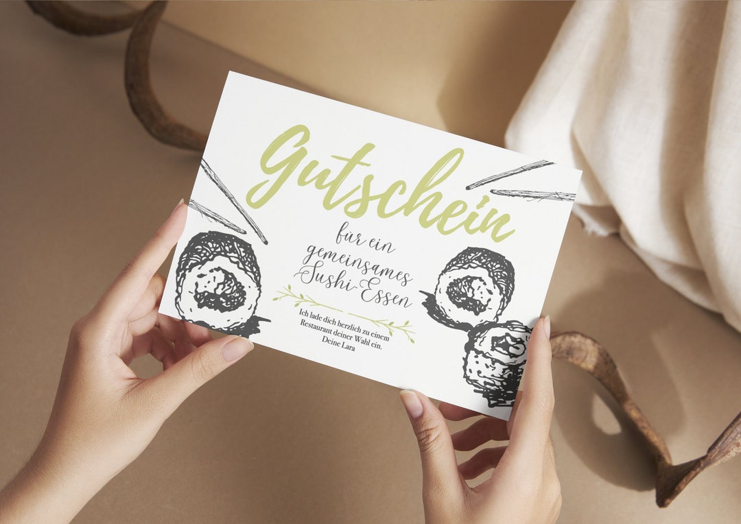 Gutschein Essen Sushi Sushiessen Asia Zum Ausdrucken PDF - Etsy