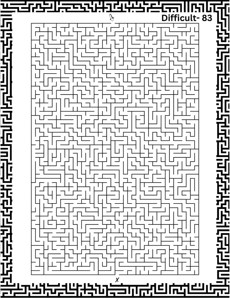 Endless Mazes 100 Maze Puzzle Printable Book Medium and Difficult Maze