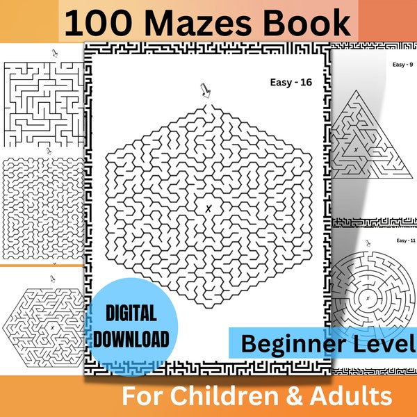 Endless Mazes 100 Maze Puzzle Printable Book Easy Maze Puzzles for Adults Maze Puzzles for Children Mazes Printables