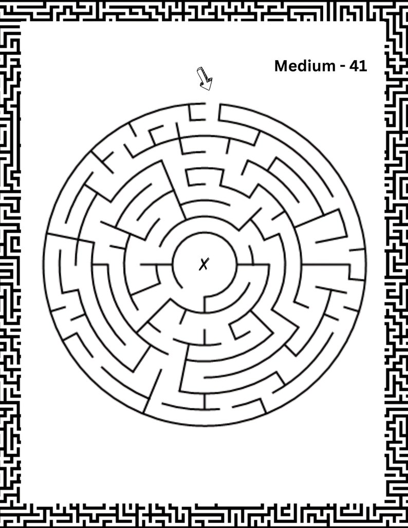 Endless Mazes 100 Maze Puzzle Printable Book Medium and Difficult Maze
