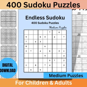 Ultimate Sudoku Challenge 400 Medium Sudoku Printable Puzzles Sudoku Puzzle for Adult Puzzles for Kids Printables Sudoku Game