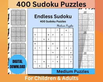 Ultimate Sudoku Challenge 400 Medium Sudoku Rompecabezas imprimibles Rompecabezas de Sudoku para adultos Rompecabezas para niños Juego de Sudoku imprimible