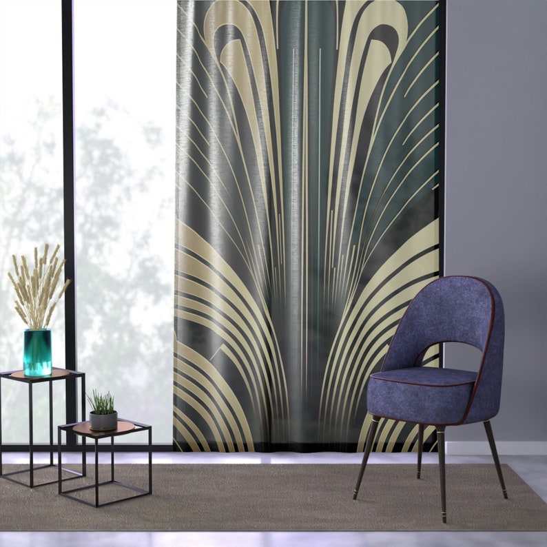 Art Deco Window Curtain Large Art Deco 1920s Modern Window Etsy