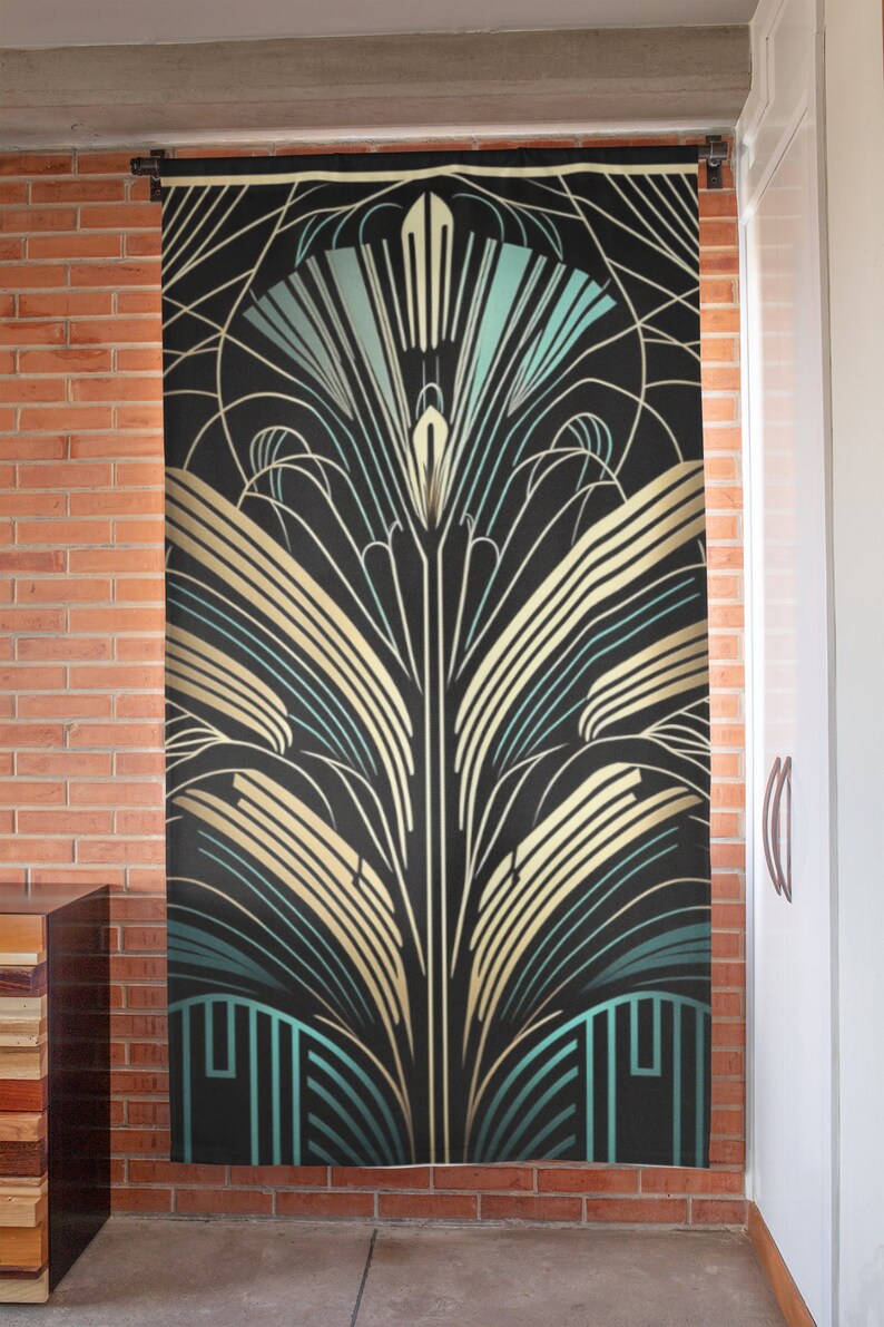 Art Deco Window Curtain Large Art Deco 1920s Modern Window Etsy