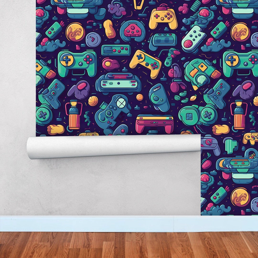 Retro Gamer Peel and Stick Wallpaper for Kid's Teen Game Etsy