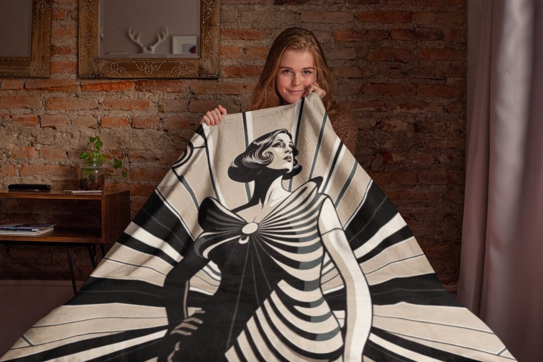 Art Deco Blanket 1920's Deco Style Print Velveteen Plush Etsy
