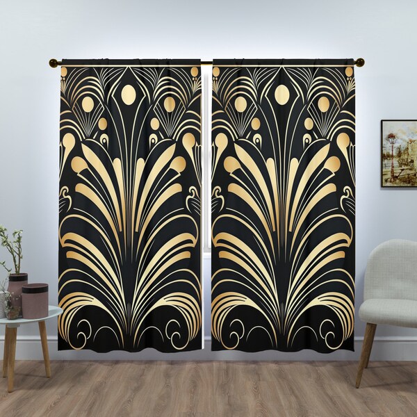 Art Deco Curtains Etsy