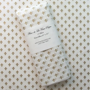 Carta velina/carta da regalo - Fleur de Lis dorato su carta velina bianca - 10 fogli 20" x 30" **SPEDIZIONE GRATUITA**