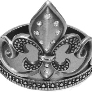 Kaarshouder/onderzetter - Prachtig Fleur de Lis-ontwerp - Tinnen - 3" dia. **GRATIS VERZENDING**