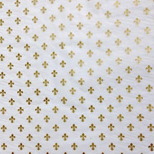 Papel de seda/embrulho para presente - Flor de lis dourada em papel de seda branco - 30 folhas 20" x 30" *FRETE GRÁTIS*