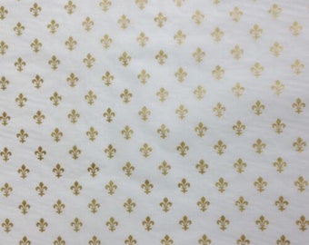 Tissue Paper/Gift Wrap - Gold Fleur de Lis on White Tissue - 30 sheets 20" x 30"  *FREE SHIPPING*