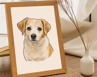 Retrato personalizado do seu pet a partir de foto, presente em memória do seu cão, pintura em homenagem ao seu cão, desenho de cachorro, arte personalizada para animais de estimação, presente memorial para cães