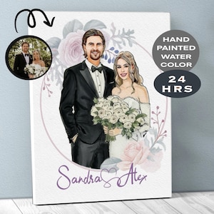 Marriage Proposal Portrait, 1st Anniversary Gift, Couple Portrait Drawing from Photo, Wedding Portrait Gift, Engagement Gift