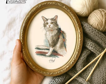 Mini Custom Watercolor Cat Portrait, Cat Loss Gift, Pet Portraits from Photos, Custom Tiny Paintings, Cat Memorial, Pet Painting, Miniature