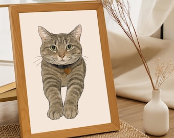 Retrato personalizado de mascota a partir de una foto, regalo de recuerdo para gatos, pintura en memoria de un gato, dibujo de una mascota, arte personalizado para mascotas, regalo conmemorativo para gatos
