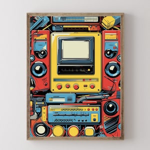 Retro Technology Wall Art, Retro Pop Art Artwork, Technology Pop Art, Technology Wall Art, Retro Pop Art Digital Download, Retro Technology