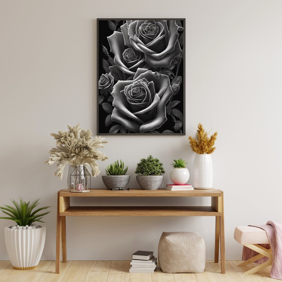 Black Rose Print, Black Rose Wall Art, Black Rose Wall Decor, Gothic