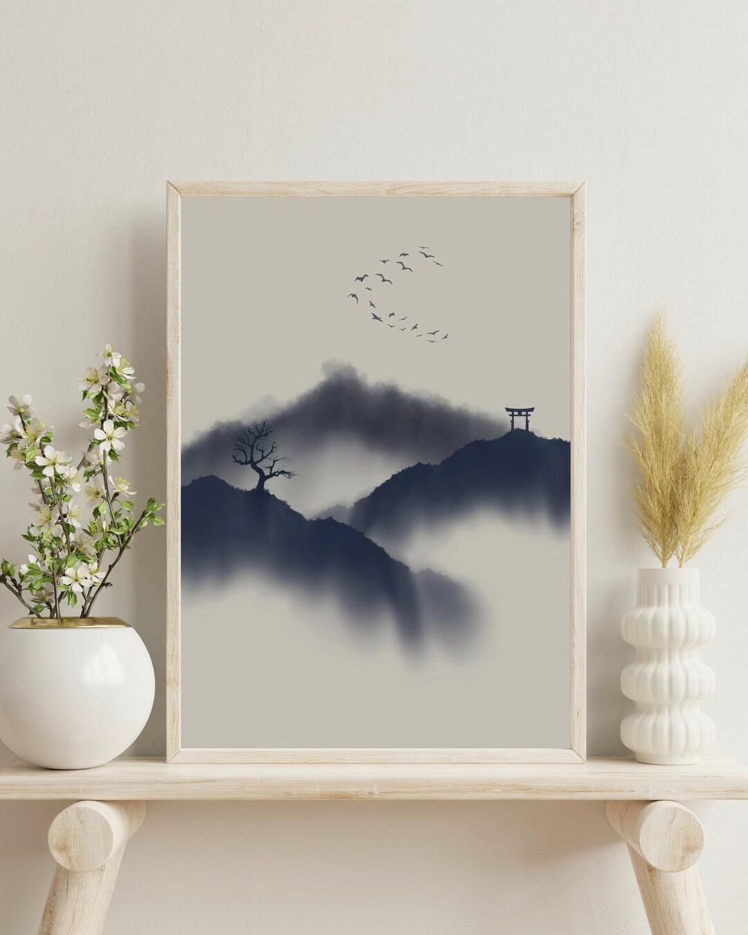 Japanese Mountain Landscape Wall Art Scenery Art Print Etsy