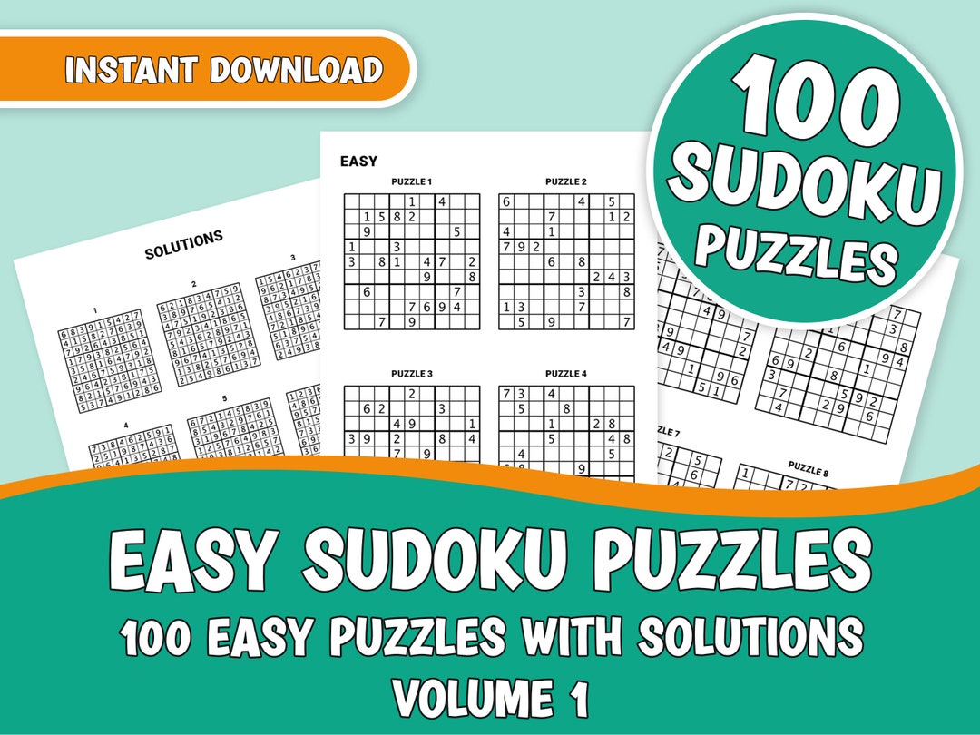 Sudoku Puzzles 100 Easy Sudoku Puzzles Volume 1 Etsy