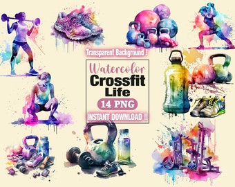 Crossfit Gym Clipart Watercolor png Gym png Instant download Fitness Crossfit games Workout clipart Crossfit Workout Crossfit open