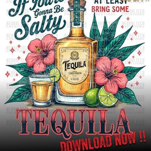 Drôle d'été PNG Si vous allez être salé, apportez au moins de la tequila Png Citation estivale Png Humour adulte Png Été rétro SUBLIMATION Meilleures ventes