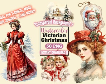 Junk Journal Clipart und Fussy Cuts, viktorianisches Weihnachts-Winter-Geschenk, festliche Szene, druckbare Seiten, digitaler Download, Cricut, Aufkleber