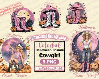 Retro Cosmic Cowgirl SVG Starry Night Moon Sky Boho Space Cowboy Illustration Printable Western Decor T-Shirt Graphic PNG Digital Download